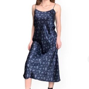 Vince Silk Calico Blue Dress